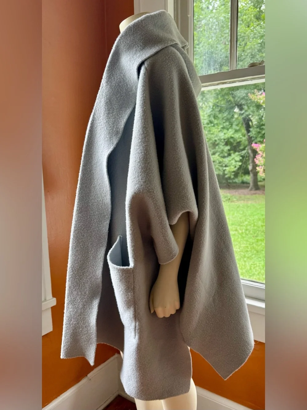 Free People Blue-Grey Open Front Boxy Jacket/Sweater